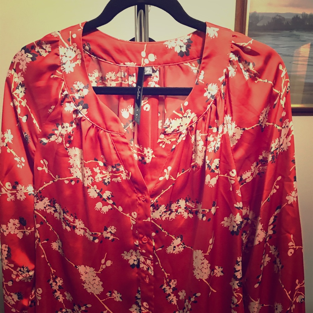 Bellatrix Red flower print silk top
